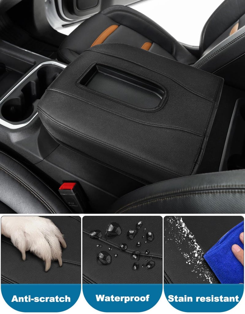 Eaglecover Center Console Armrest Cover for GMC Sierra & Chevy Silverado 2019-2026, Tahoe & Yukon & Suburban 2021-2026, Floor Console Bucket Seat Only, Vinyl Leather Trim, Scratchproof, Black - Image 4